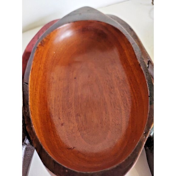 Vintage Folk Art Hand-Carved WOOD FROG 2 Piece Trinket Box 10" x 7" - Picture 13 of 16